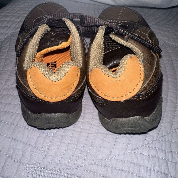 Smart Fit Brown & Orange Toddler Boy Easy‎ On Shoes, Size 5 - Picture 3 of 6